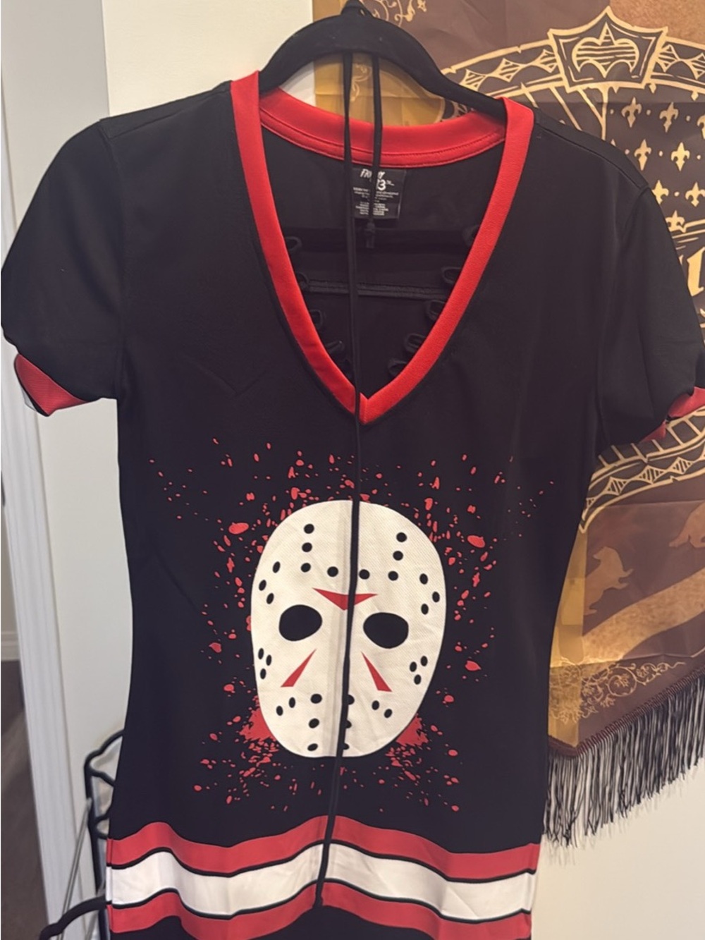 Jason V-Neck Dress with Red Trim